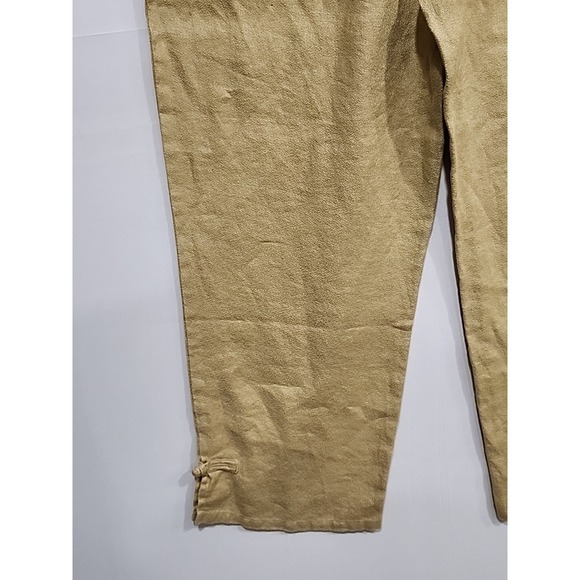 J. Jill Linen Pants‎ Womens Medium Khaki, 27 Inseam Wide Leg Boho Elastic Waist - Picture 16 of 16